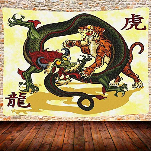 Wandteppich Asiatischer Chinesischer Drache Und Tiger Deko Kunst Wandteppich Langlebig Wandteppiche Für Schlafsaal Deko Geschenke,130X150Cm Wandteppich Asiatischer Chinesischer Drache Und Tiger Deko Kunst Wandteppich Langlebig Wandteppiche Für Schlafsaal Deko Geschenke,130X150Cm von 874