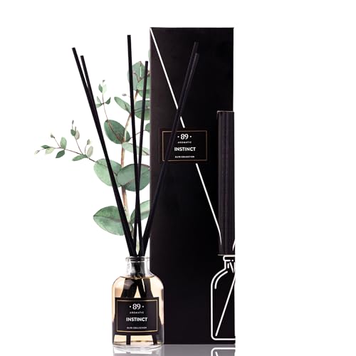 Raumduft Reed Diffuser mit 6 Duftstäbchen - Eukalyptus Öl Duft, Lufterfrischer für Badezimmer, Wohnung Heimdekoration, Intensiv Raumduft Diffuser mit Stäbchen von • 89 •