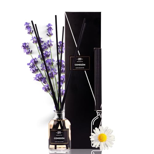 Raumduft Reed Diffuser mit 6 Duftstäbchen - Lavendel & Kamille Öl Duft, Lufterfrischer für Badezimmer, Wohnung Heimdekoration, Intensiv Raumduft Diffuser mit Stäbchen von • 89 •