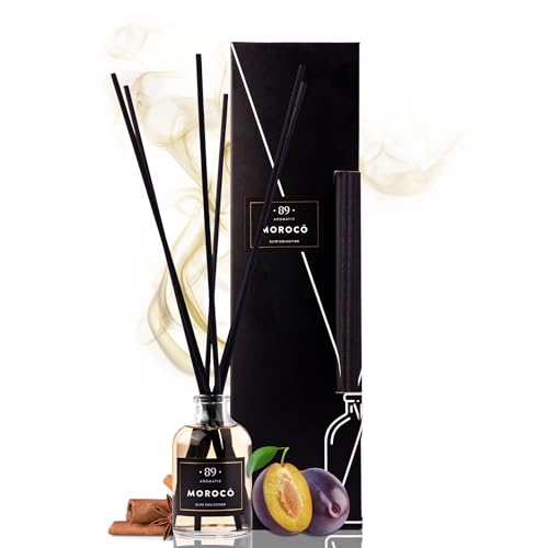 Raumduft Reed Diffuser mit 6 Duftstäbchen - Pflaume, Weihrauch & Zimt Öl Duft, Lufterfrischer für Badezimmer, Wohnung Heimdekoration, Intensiv Raumduft Diffuser mit Stäbchen von • 89 •