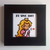 Mario Princess Pfirsich "I'd Save That" Kreuzstich Gerahmt Bild Mario Princess Pfirsich "I'd Save That" Kreuzstich Gerahmt Bild von 8bitstitches
