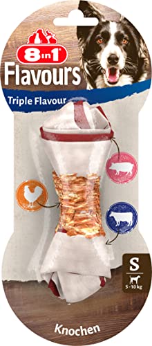 8in1 Triple Flavour Knochen S - leckerer Hundeknochen mit Hähnchenfilet, Schweine- und Rinderhaut, 1 Stück von 8in1