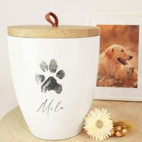 Keramik Tierurne "Blanc Mit Originalem Pfotenabdruck Deines Tieres" von 8memories
