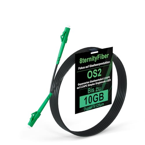 8ternityFiber Gepanzertes Glasfaserkabel LC/APC auf LC/APC 5M/16FT, Armoured Fibre Optic Cable Simplex Singlemode 9/125μm, Length Options: 5m-50m, 3mm LSZH von 8ternityFiber