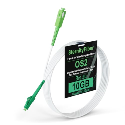 8ternityFiber Gepanzertes Glasfaserkabel LC/APC auf SC/APC 5M/16FT, Armoured Fibre Optic Cable Simplex Singlemode 9/125μm, Length Options: 5m-50m, 3mm LSZH Weiß von 8ternityFiber
