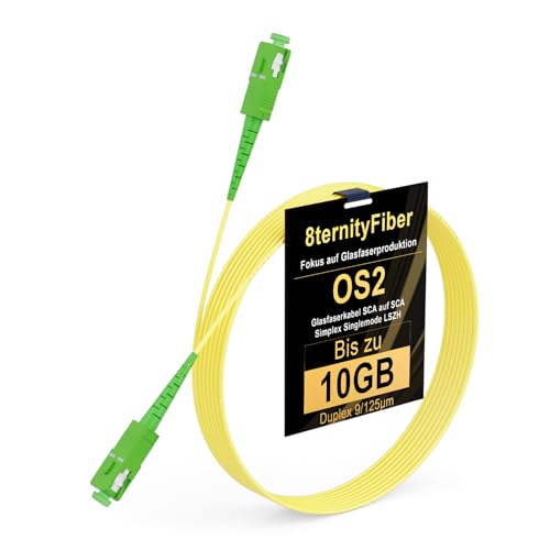 8ternityFiber Glasfaserkabel SCA auf SCA 2M/7FT, OS2 Fibre Optic Cable Simplex Singlemode 9/125 µm, Length Options: 0.5m-50m, 2mm LSZH von 8ternityFiber