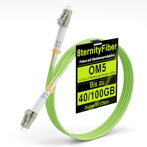8ternityFiber OM5 Fibre Patch Cable 1M/3FT, 40GB/100GB OM5 Fibre LC auf LC Multimode Duplex 50/125um, Length Options: 0.2m-50m, 2mm LSZH von 8ternityFiber