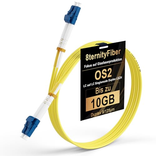 8ternityFiber OS2 LC auf LC 0.5M/1.6FT, 1GB/10GB Fibre Patch Cable Single Mode Duplex 9/125um, Length Options: 0.2m-50m, 2mm LSZH von 8ternityFiber
