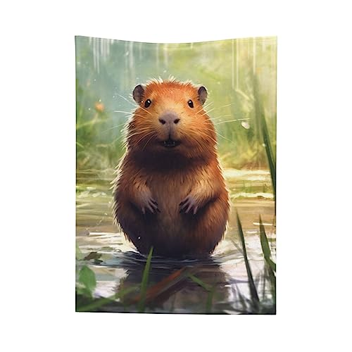 908 Niedlich Capybara-Tiermuster Überwurfdecke Flauschig Kuschel Decke Anti Verfärben Sofadecke Für Reisen Bett Sessel von 908