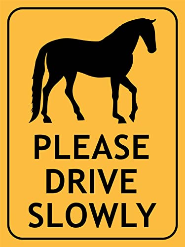 Pferde Fahren Bitte Langsam Warnschild Sicherheitsmarkierung Blechschild Metall Wanddekoration Für Draußen Innen 20X30cm von 908