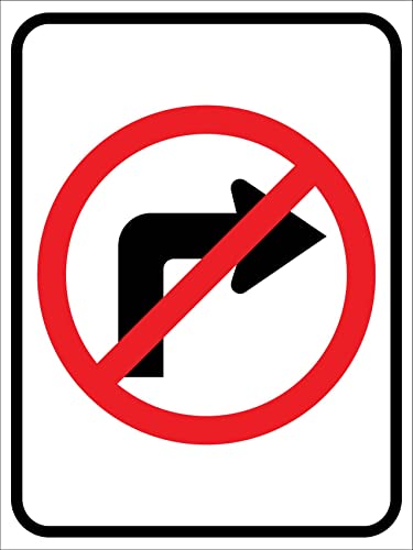Rechts Abbiegen Verboten Warnschild Sicherheitsmarkierung Metall Wanddekoration Beschilderung Für Innen Draußen 20X30cm von 908