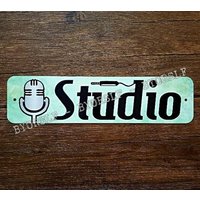 Blechschild Aufnahme-studio Ton Abmischung Tontechniker Musiktechniker Musiker Sänger Mikrofon Heim Projekt Konsole von 923graphics