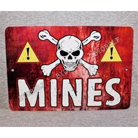 Blechschild Mines Landminenfeld Militär Krieg Gefahr Warnung Armee Sprengstoff Überschuss Aluminium 20x30cm Blechschild Mines Landminenfeld Militär Krieg Gefahr Warnung Armee Sprengstoff Überschuss Aluminium 20x30cm von 923graphics