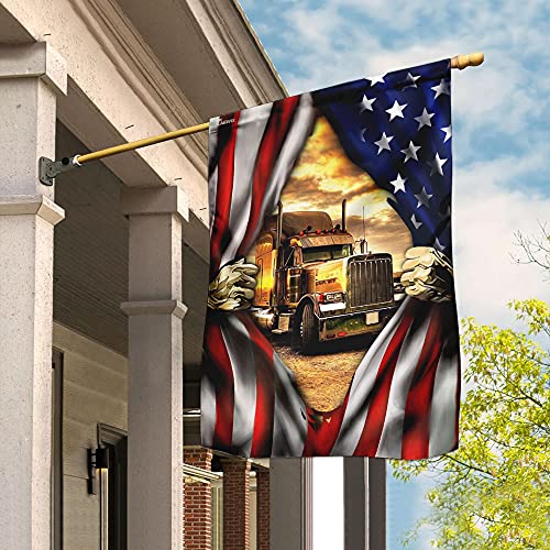 Dekorative Fahnen Perfekte Hofflagge Wind Und Regenfeste Indoor Flagge Décor Für Festival Porch Yard Stolzer Lkw-Fahrer Mit Amerikanischer Flagge 30x45cm von 934