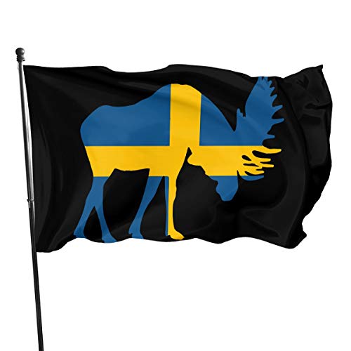 Fahne Elch Mit Schwedischer Flagge, Fahnenkette Flaggen Waschbar Gartenflaggen Durable Hanging Flag Für Garten Außenbereich Home 90X150cm von 934