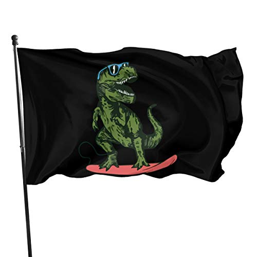 Fahnenkette Flaggen Glücklicher Dinosaurier-Surfer Mit Sonnenbrille, Flaggen Polyester Piratenflagge Mit Metall-Ösen Flagge Für Drinnen Restaurants Draußen 90X150cm von 934