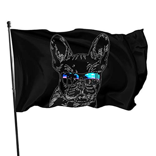 Flaggen Porträt Der Französischen Bulldogge Mit Sonnenbrille, Flagge Robuste Piratenflagge Durable Fahnenkette Flaggen Für Hof Haus Bar 90X150cm von 934