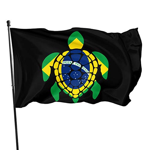 Hanging Flag Schildkröte Mit Brasilianischer Flagge, Flagge Durable Fahnen Waschbar Garten Fahnen Für Party Veranda Feiern 90X150cm von 934