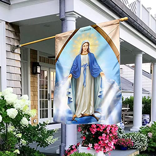 Parteifahne Verblassen Beständig Outdoor Flagge Wind Und Regenfeste Garten Flagge Décor Für Outdoor Yard Bauernhof Schöne Dame, Maria Mutter Christi Flagge 70x100cm von 934