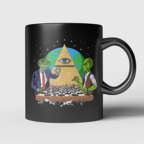 Personalisierte Tasse Becher Neuheit Keramik Tasse 330Ml Außerirdische Illuminati, Verschwörungstheorien, Weltraum-Ufo-Aliens, Allsehende Augenpyramide, Außerirdischer, Außerirdischer von 934