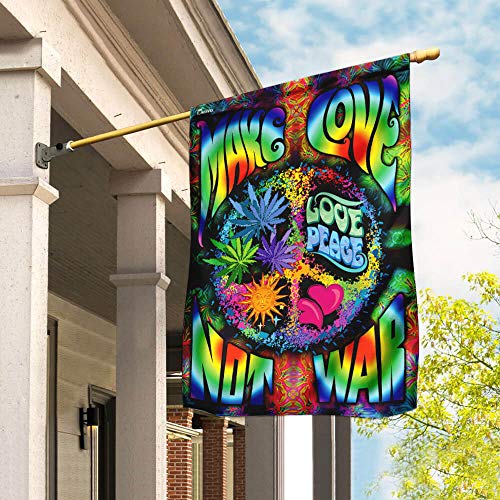 Yard-Flaggen Verblassen Beständig Indoor Flagge Doppelseitige Parteifahne Décor Für Outdoor Festival Yard Make Love Not War Hippie-Flagge 70x100cm von 934