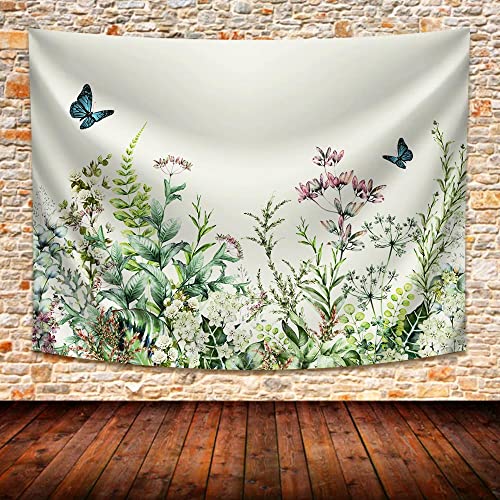 942 Wandtuch Botanische Blume Frühlingsgarten Unkraut Wildblume Tierwelt Insekt Schmetterling Wandbehang Tapisserie Für Schlafzimmer Weiches Strandtuch, Für Wohnheim, Party Dekor, 150x200cm von 942