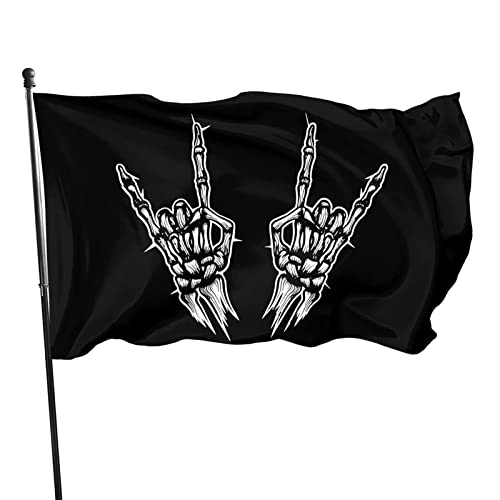 945 Hofflagge Heavy Metal Totenkopf Rock Hand Flagge Langlebige Fahnen Einfach Zu Bedienen Piratenflagge Für Freien Innen- Und Außenbereich Veranda 90X150Cm, flag 1303 von 945
