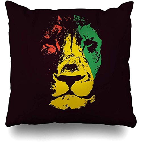 945 Kissenbezug 45x45cm Dekorativ Kissen Fall Zuhause Kissenhülle Grün Marley Löwenkopf Rasta Wildlife Gelb Rot Bob Reggae Judah Jamaika Farbe von 945