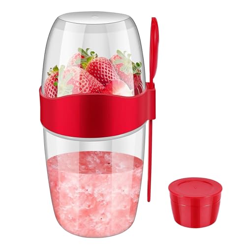 95sCloud-1 Haferbehälter, 870ML Doppelschichtige Tasse Oats Gläser, Müslibecher to go mit Deckel und Löffel, Joghurtbecher to go kinder, Dessertgläser, Glasbehälter für milch, Salat, pPorridge (C) von 95sCloud-1