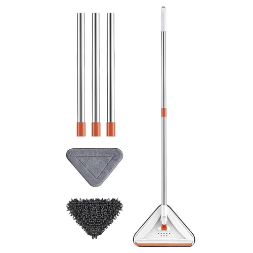 Dreieckiger Mop Reinigung Mopp mit Langer Griff 360 Grad Rotierend Einstellbar Mop Fußleiste Reiniger Werkzeug Wäscher Mikrofaser Mopp für Fenster Boden Wand Hartholz Fliesen Bäder (B) von 95sCloud-1