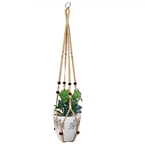 1 Stück Makramee Blumenampel Blumentopf Deko Baumwollseil Hängeampel, Boho Blumentopf Pflanzen Halter Aufhänger Pflanzenhalter für Innen Außen Decken Balkone Wanddekoration (Braun) von 95sCloud