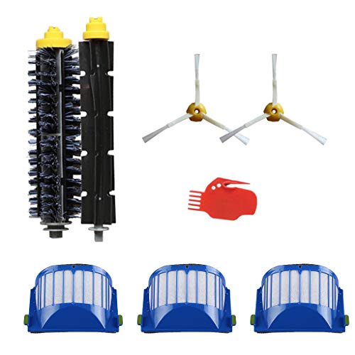 95sCloud 8 Stück Zubehör für roomba Staubsauger Ersatzteile für Roomba 500 600 700 800 900 Series (2er-Set Gummibürsten Staubsaugerbürste, 3 Hepa-Filter, 2 Seitenbürsten, 1cleaning Tools) von 95sCloud