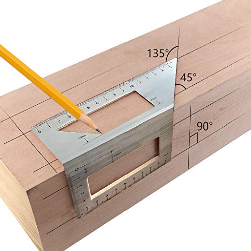 95sCloud Aluminium Holzbearbeitung 3D-Gehrungswinkel 45°/90°-Winkel Messen quadratischer Größe Messwerkzeug mit Messgerät und Winkel Lineal für Holzbearbeiter Scriber T Lineal von 95sCloud