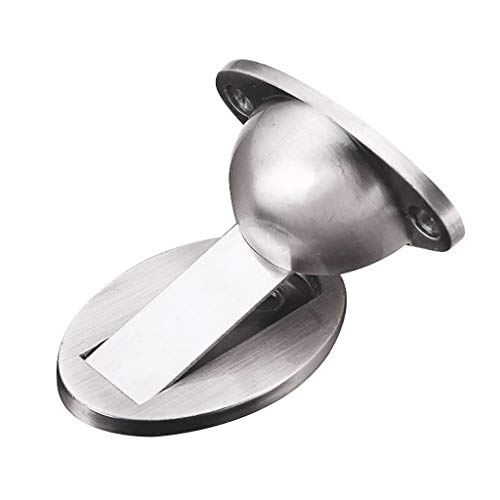 95sCloud Magnetischer Türstopper Magnet Türfeststeller Door Stopper, Bodentürstopper aus Gebürstetem Metall Doorstop mit Schrauben, Hochleistungs Türhalter für das Home Hotel Restaurant (Silber) von 95sCloud