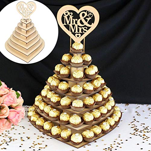 95sCloud Schokolade Display Halter Herzförmige Holz Candy Snacks Dessert DIY Dekorieren Ausstellungsstand Regal Hochzeiten Tisch Dessert Display Ständer für Hochzeit Geburtstagsparty Hochzeitsfeiern von 95sCloud