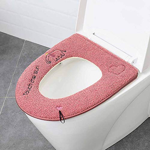 95sCloud Toilettensitzbezug Universal-Reißverschluss antibakterielles Home WC Sitzkissen mit Aufhängeschlaufe Badezimmer Weich und Warm Abwaschbare WC-Sitzbezüge WC-Sitz Toilettensitzabdeckung (Rot) von 95sCloud