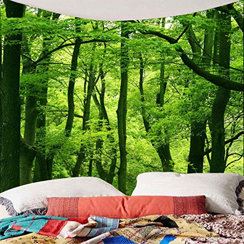 95sCloud Wandteppich Wald Natur Wanddekor Wandteppiche Bäume Wald Landschaft Bild Stoff Wandbehang Tapisserie Wandkunst Dekore Green Background Tischdecke Bettdecke 130/200x150cm (200X150CM) von 95sCloud