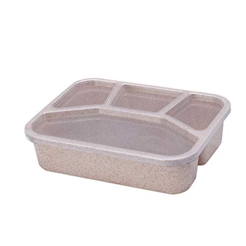 Lunchbox Bento Box Brotzeitbox Kinder auslaufsicher Brotzeitdose Kinder Meal-Prep Boxen Lunch Box mit 4 Fächern mit Trennwand für Kinder und Erwachsene für Mikrowellen, Spülmaschinen (Beige) von 95sCloud