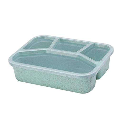 95sCloud Lunchbox Bento Box Brotzeitbox Kinder auslaufsicher Brotzeitdose Kinder Meal-Prep Boxen Lunch Box mit 4 Fächern mit Trennwand für Kinder und Erwachsene für Mikrowellen, Spülmaschinen (Green) von 95sCloud