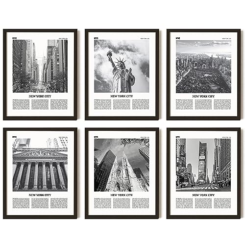 97 DECOR New York Poster – NYC Skyline Wandkunst, New York City Kunstdrucke, NYC Schwarz-Weiß-Bilder für Wanddekoration, modernes Brooklyn Bridge Fotokunstwerk (20.3x25.4 cm, ungerahmt) von 97 Decor