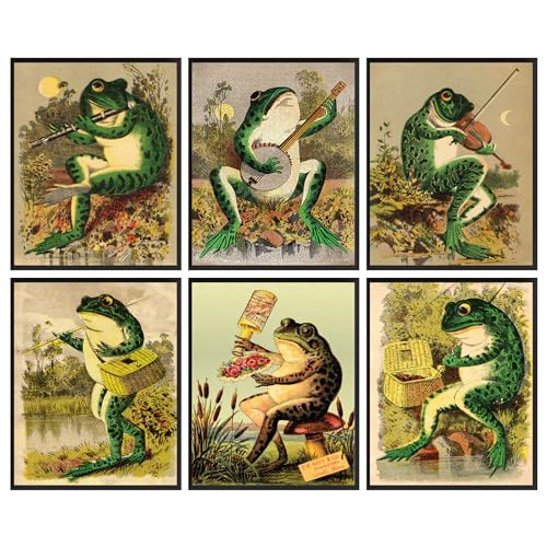 97 Decor Frosch-Poster – Retro-Poster, Wandkunstdruck, Retro-Frosch-Poster, positives Zitat, positive Selbstpflege-Pilz-Illustration, Wandkunst, Leinwand für Wohnzimmer, Heimdekoration, Geschenk von 97 Decor