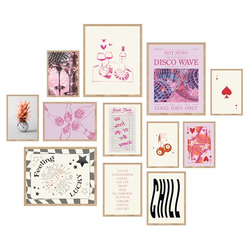97 Decor Preppy Aesthetic Gallery – Rosa Disco Cowgirl-Wandkunst, Retro-Poster, adrette Raumdekoration, ästhetische Drucke, trendiger Cowgirl-Hut, Stiefel, Bild für Teenager, Mädchen, Wohnheim (20,3 x von 97 Decor