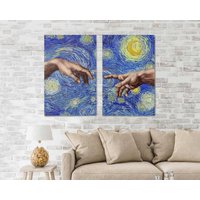 Sternennacht Leinwand Poster Home Decor Creation Of Adam 5 Stück Panels Wand Kunst Bedruckt Bild Berühmte Auf Familie Geschenk Da0452 von 999DesignsArt