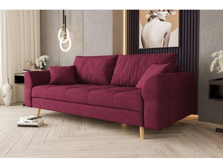 99rooms 3-Sitzer Bello, Sofa, 2-Sitzer Sofa, mit Rundumbezug, 2 Zier- und 2 Rückenkissen, hellbraune Holzfüße, Bordeaux 99rooms 3-Sitzer Bello, Sofa, 2-Sitzer Sofa, mit Rundumbezug, 2 Zier- und 2 Rückenkissen, hellbraune Holzfüße, Bordeaux von 99rooms