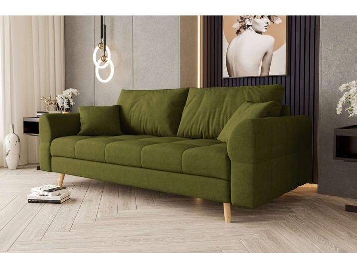 99rooms 3-Sitzer Bello, Sofa, 2-Sitzer Sofa, mit Rundumbezug, 2 Zier- und 2 Rückenkissen, hellbraune Holzfüße, Olive 99rooms 3-Sitzer Bello, Sofa, 2-Sitzer Sofa, mit Rundumbezug, 2 Zier- und 2 Rückenkissen, hellbraune Holzfüße, Olive von 99rooms