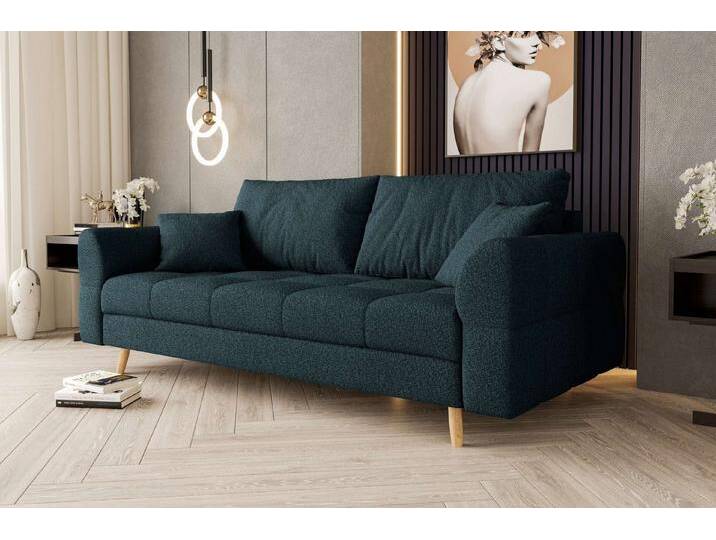 99rooms 3-Sitzer Bello, Sofa, 2-Sitzer Sofa, mit Rundumbezug, 2 Zier- und 2 Rückenkissen, hellbraune Holzfüße, blau, Dunkelblau 99rooms 3-Sitzer Bello, Sofa, 2-Sitzer Sofa, mit Rundumbezug, 2 Zier- und 2 Rückenkissen, hellbraune Holzfüße, blau, Dunkelblau von 99rooms