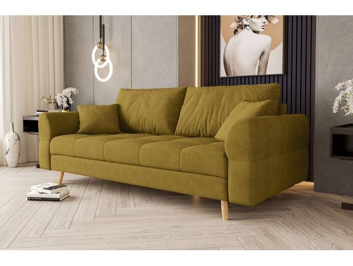 99rooms 3-Sitzer Bello, Sofa, 2-Sitzer Sofa, mit Rundumbezug, 2 Zier- und 2 Rückenkissen, hellbraune Holzfüße, gelb, Gelb 99rooms 3-Sitzer Bello, Sofa, 2-Sitzer Sofa, mit Rundumbezug, 2 Zier- und 2 Rückenkissen, hellbraune Holzfüße, gelb, Gelb von 99rooms