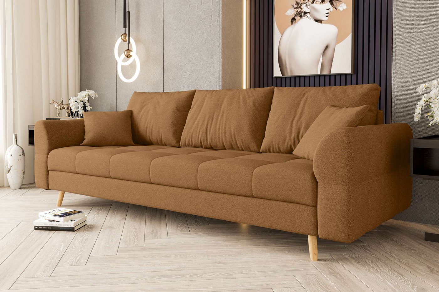 99rooms 3-Sitzer Bello, Sofa, 3-Sitzer Sofa, mit Rundumbezug, 2 Zier- und 3 Rückenkissen, hellbraune Holzfüße 99rooms 3-Sitzer Bello, Sofa, 3-Sitzer Sofa, mit Rundumbezug, 2 Zier- und 3 Rückenkissen, hellbraune Holzfüße von 99rooms