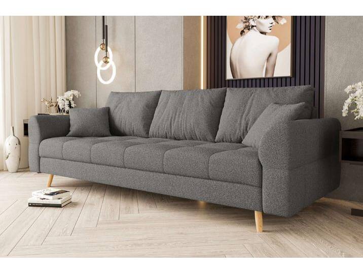 99rooms 3-Sitzer Bello, Sofa, 3-Sitzer Sofa, mit Rundumbezug, 2 Zier- und 3 Rückenkissen, hellbraune Holzfüße, grau, Grau 99rooms 3-Sitzer Bello, Sofa, 3-Sitzer Sofa, mit Rundumbezug, 2 Zier- und 3 Rückenkissen, hellbraune Holzfüße, grau, Grau von 99rooms
