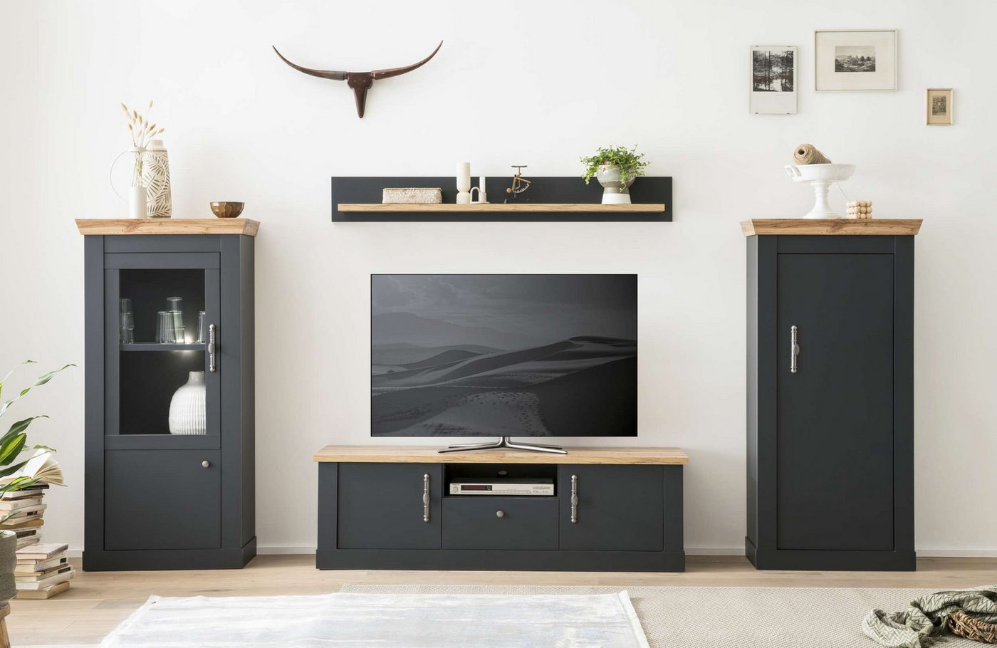 99rooms Wohnwand Marko, (Set (4-St), Wohnmöbel), Soft-Close-Funktion, wahlweise mit LED-Beleuchtung von 99rooms